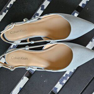 Calvin Klein Womens Stephany 2 Blue Denim Slingbacks Shoes NWOT